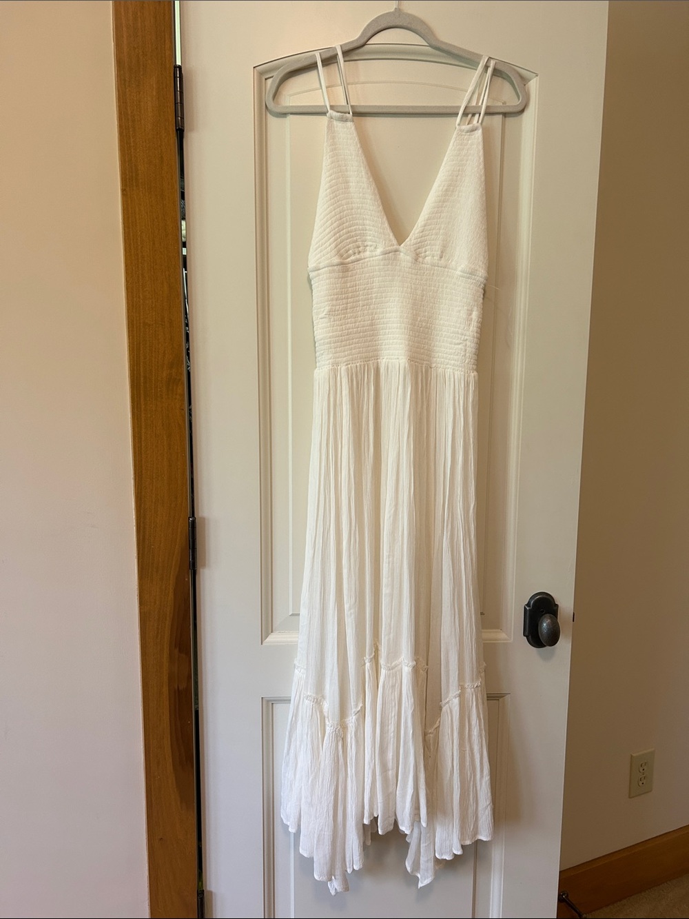 Free People white halter organza dress with uneven skirted hem. Summer events